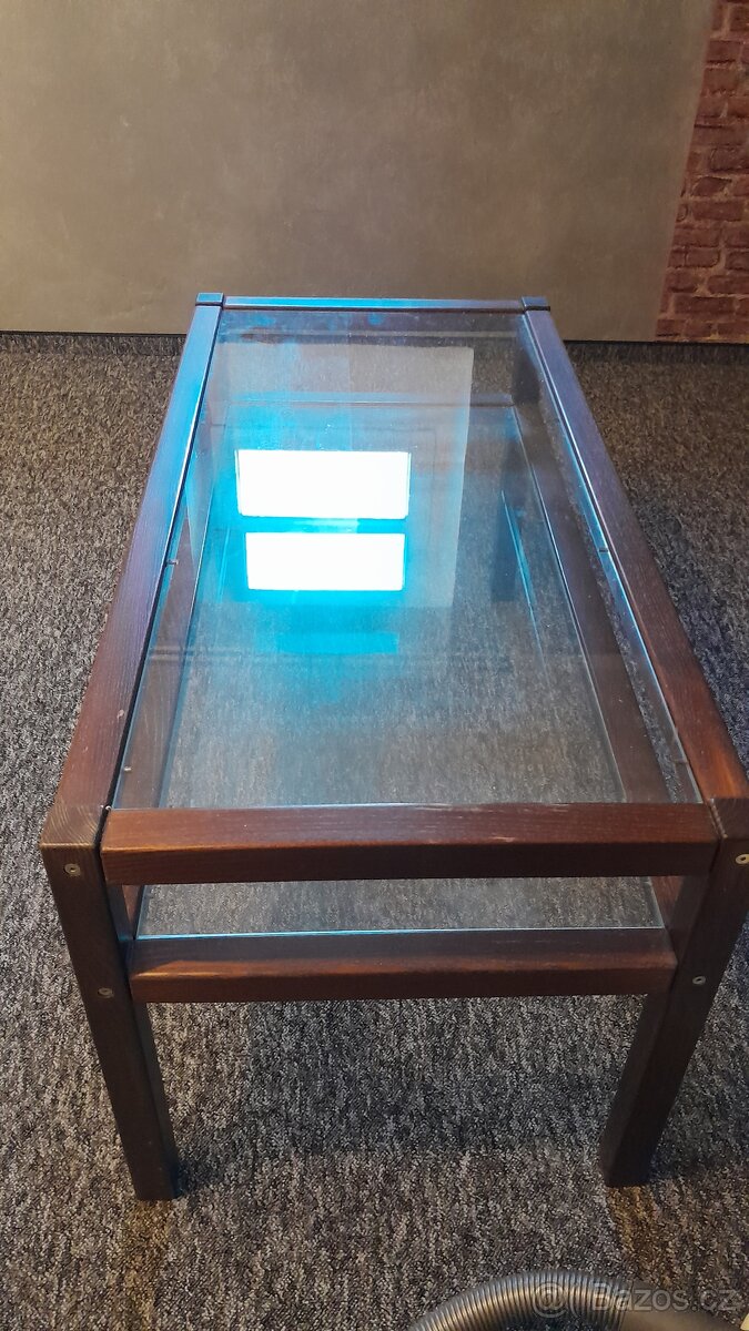 Konferenční stolek masiv+sklo - 3