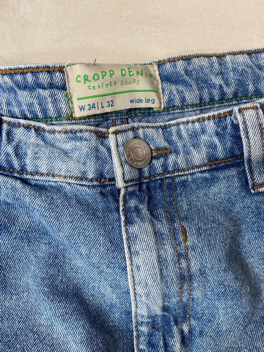 Modré wide leg džíny (Cropp) - 3