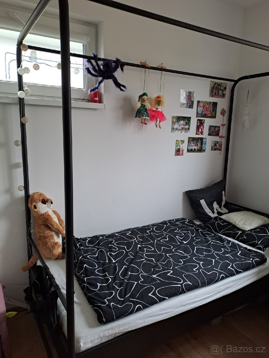 Detska kovova postel s nebesy cerna - 3