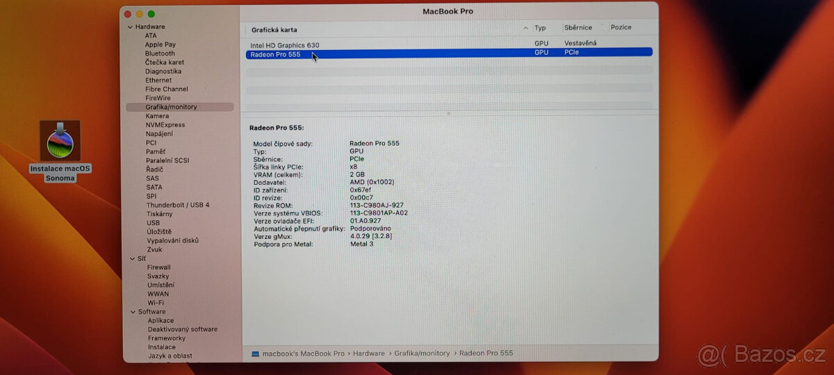 MacBook Pro 15"/Touch Bar/i7 3,8 GHz/16GB/512GB/R555 2GB/BA - 3