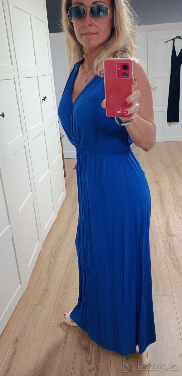 Nové dlouhé modré šaty uni size M/L - 3
