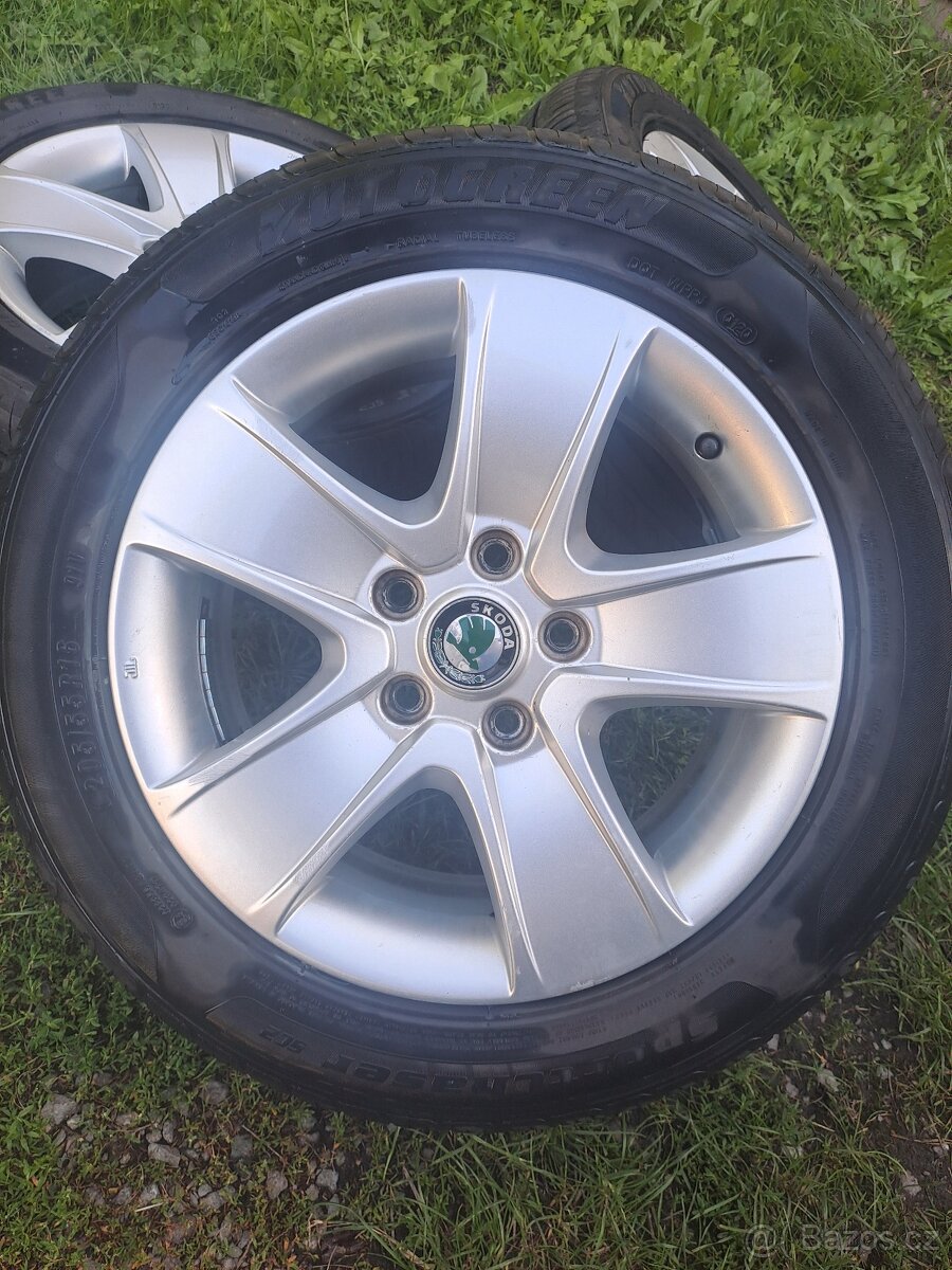 Alu kola 5x112 originál Škoda Octavia II 205/55 R16 - 3