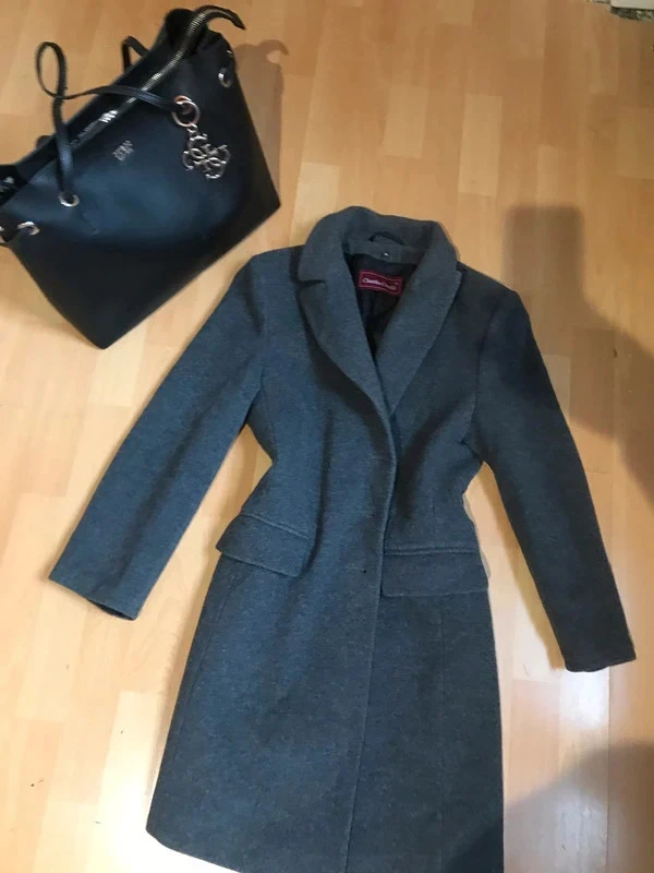 Kasmirovy vlneny sedy kabat damsky novy 36 - 3