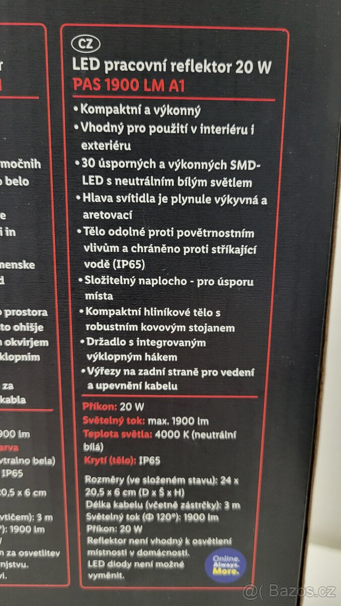 LED pracovní reflektor 20 W, - 3