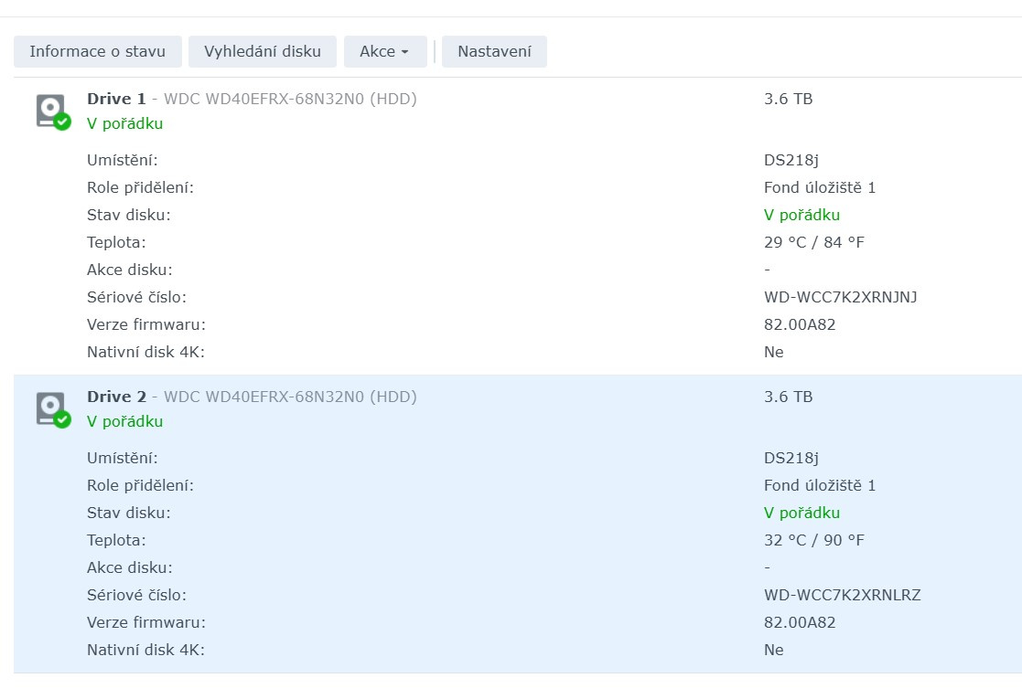 Prodám síťový disk NAS SYNOLOGY DS218j 8TB WD RED (2x4TB) - 3