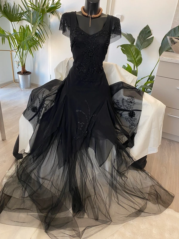 Guess plesové dlouhe pruhledne saty cerne 38 - 3