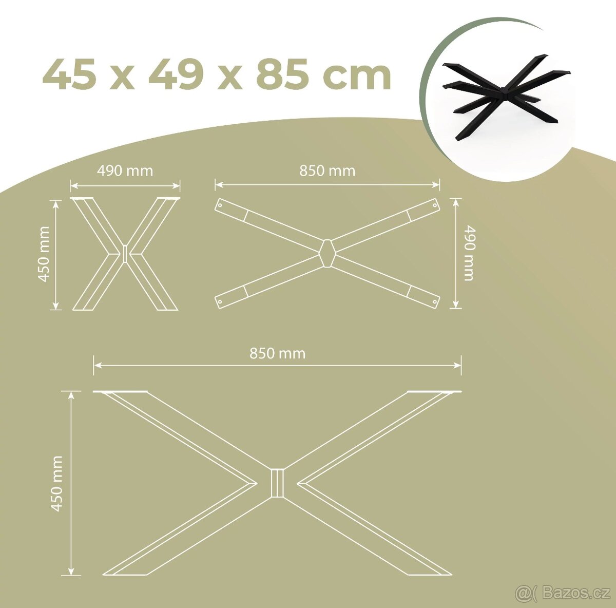 Kovová noha na stůl – typ SPIDER - 3