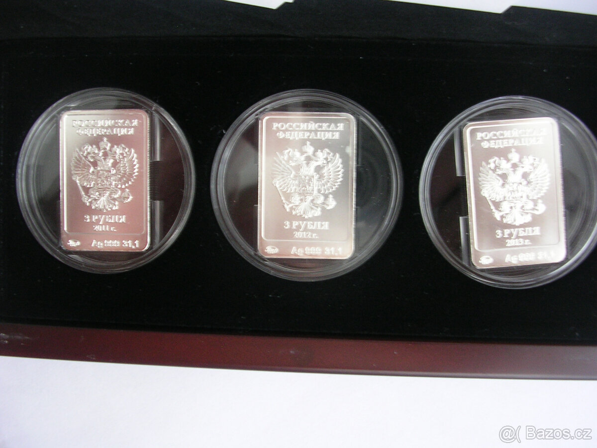 3 x 1oz Ag 999 mince sada zimná olympiáda Soči 2014 - 3