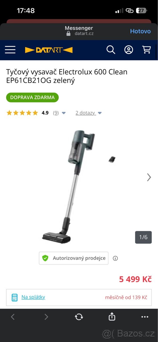 Tyčový vysavač Electrolux 600 Clean zelený - 3