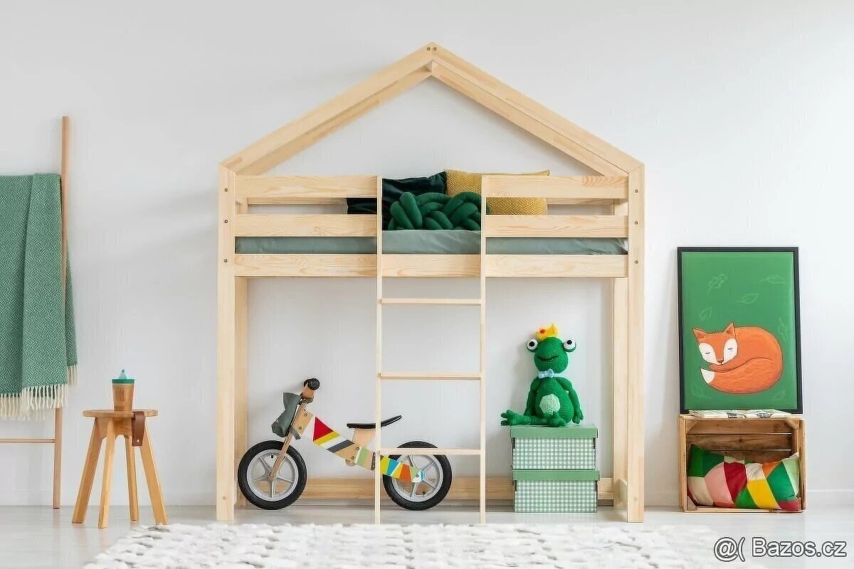 Vyvýšená dětská postel domeček + matrace pohanka kokos - 3