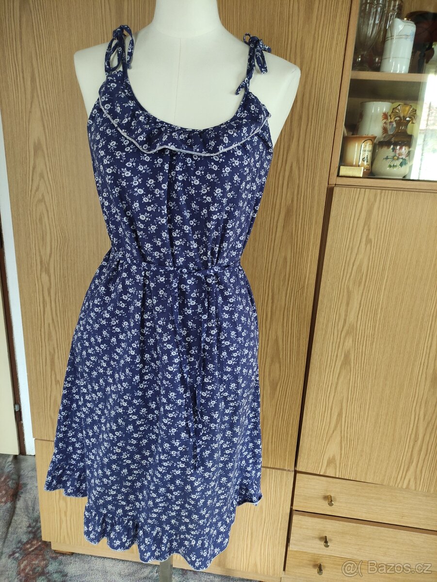 Retro šaty modrotisk, vel. S - 3