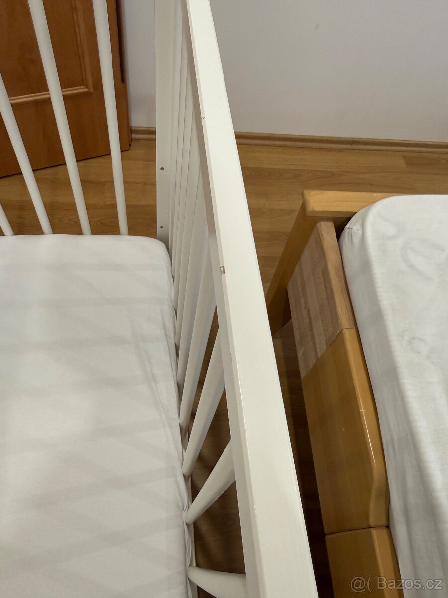 Bílá dětská postýlka s matrací v TOP stavu - 3