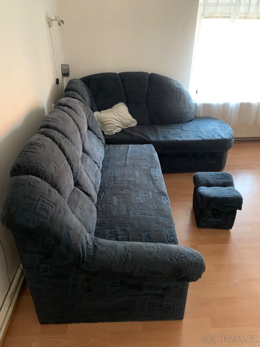 Sedačka / gauč / pohovka rozkládací i s taburetem - 3