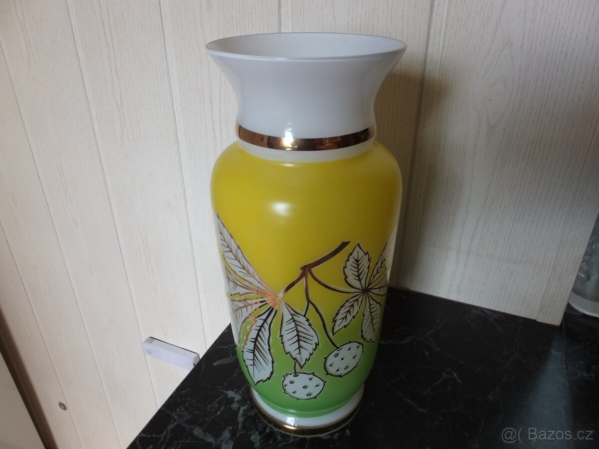 Starožitná krásná velká váza z opálového skla, výš. 28 cm. - 3