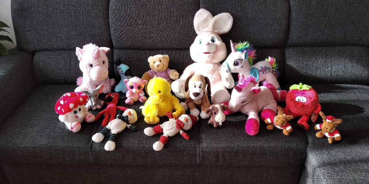 Plyšáci, plyšák; jednorožec, medvěd, slon, panenky, krtek - 3