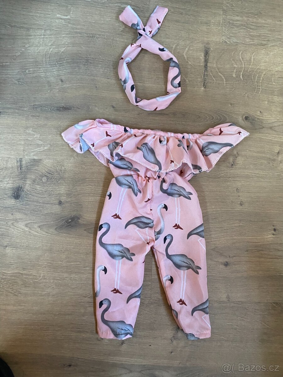 Obleček pro Baby Born – růžový overal + čelenka - 3