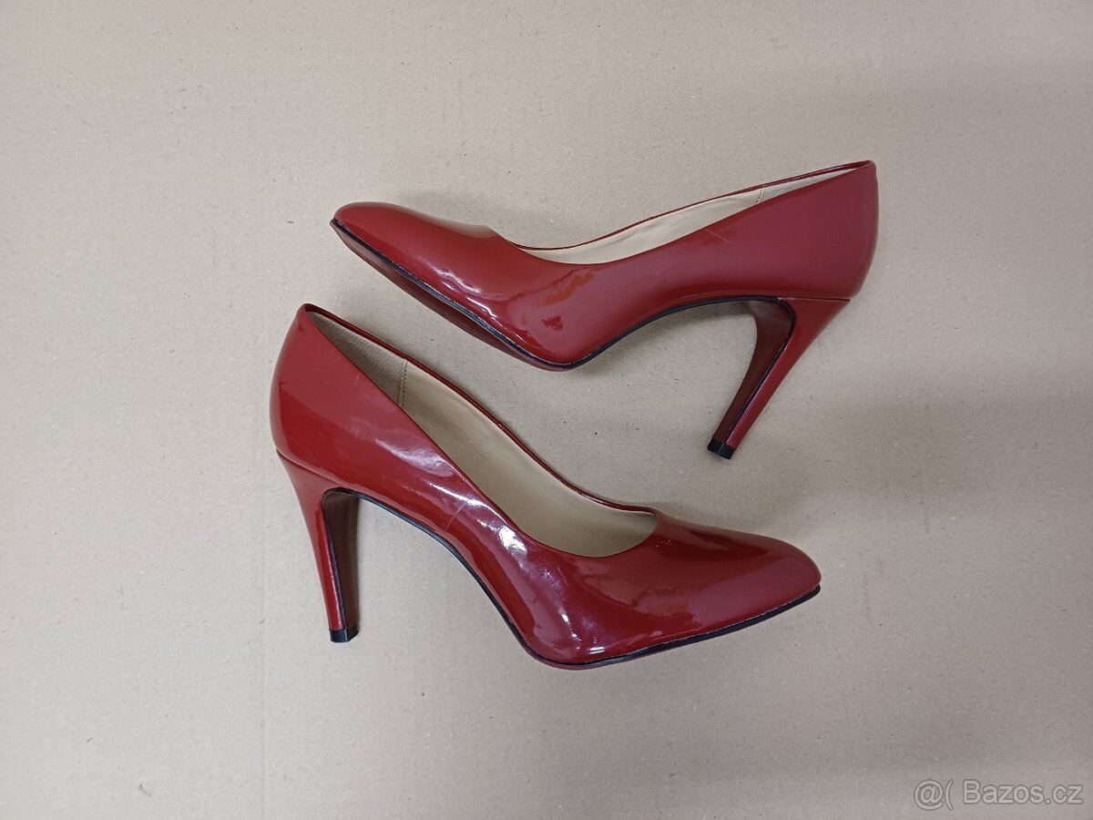 Vínové lakované lodičky vel.37 - 3