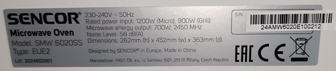 Mikrovlná trouba s grilem SENCOR - 3