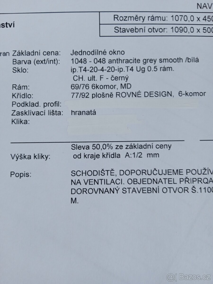 Okno antracit/bílá, 1070x450, poz.196 - 3