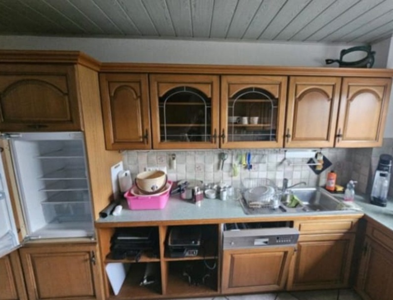 Rustikální dubová linka do U se spotřebiči,6302 - 3