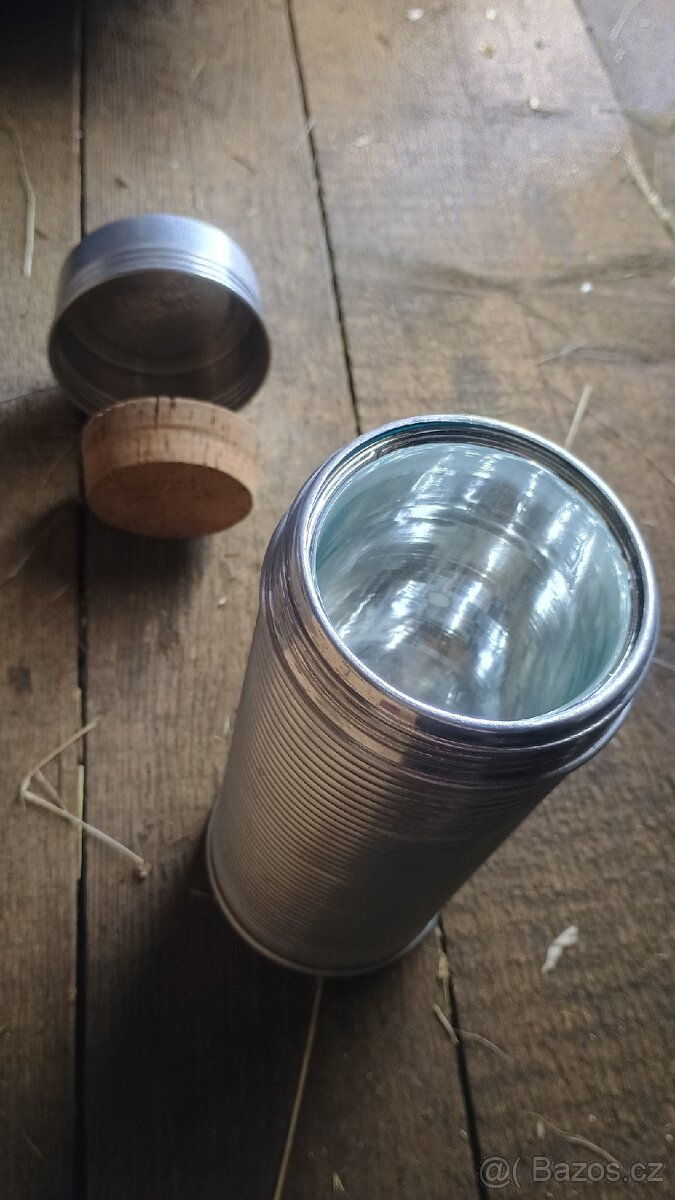 Retro hliníková termoska stříbrná - 3