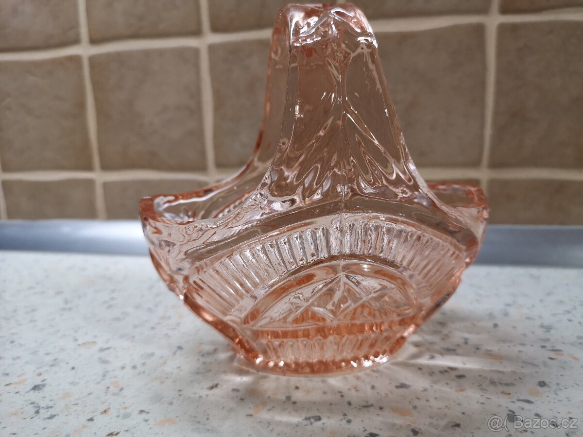 Skleněný košík, růžový - 3