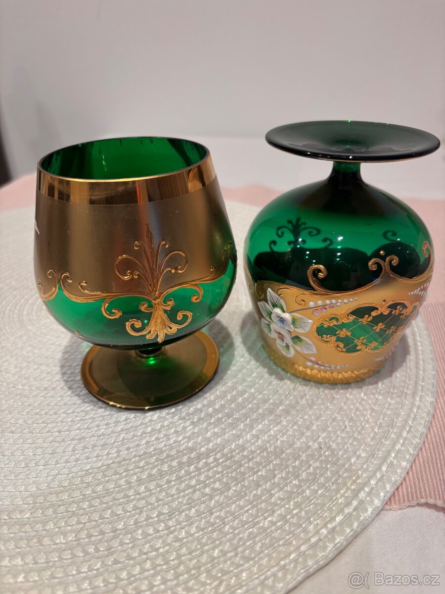 Novoborské sklo Napoleonky vysoký smalt - 3