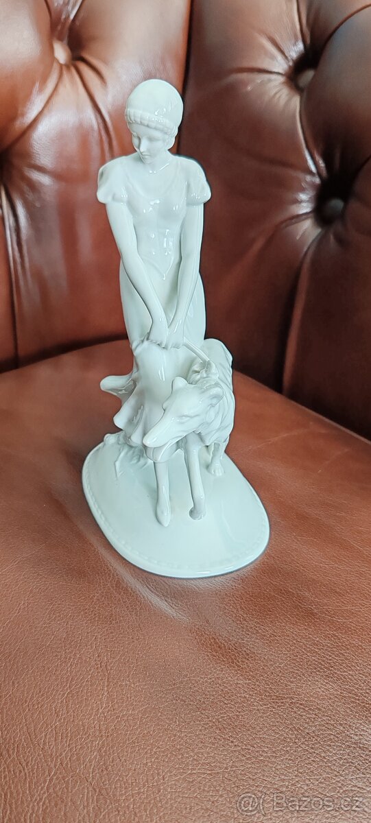 starožitná porcelánová soška, art deco - 3