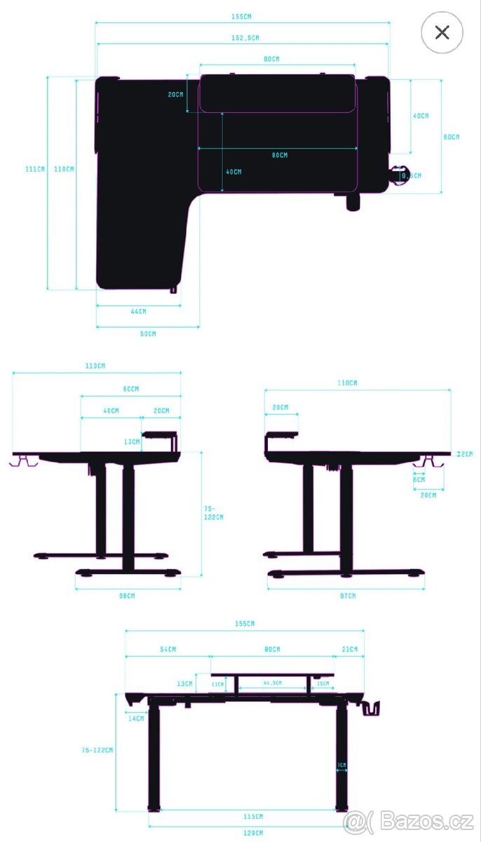 Herní stůl polohovací Ultradesk Winger - 3