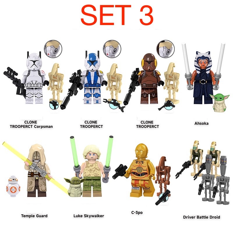 Rôzne figúrky Star Wars 4 (8ks) typ lego - nové - 3