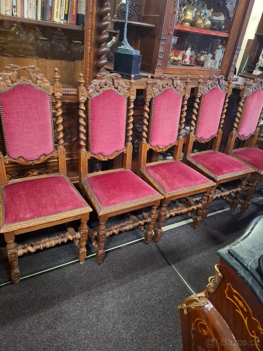 6x starožitná vyřezávaná židle - 3