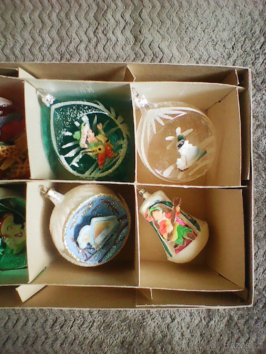 Retro skleněné vánoční ozdoby s vlepem 5 - 3