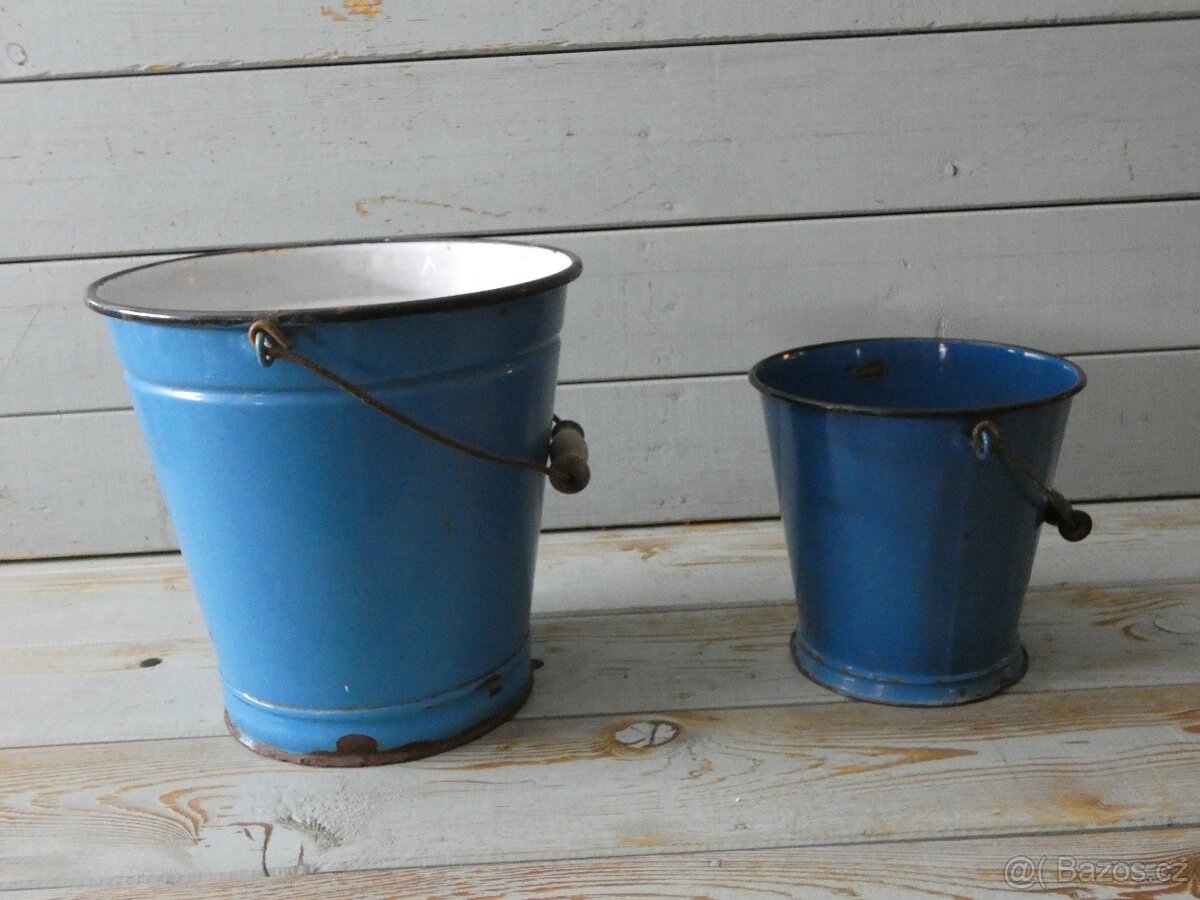 Smaltovaný modrý kýbl 2 ks - 3