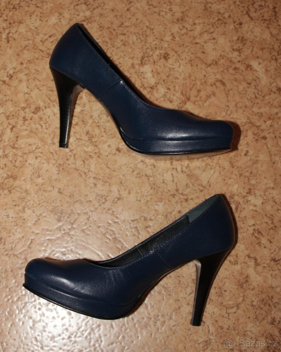 Tmavě modré kožené lodičky v. 37 značka Stival - 3