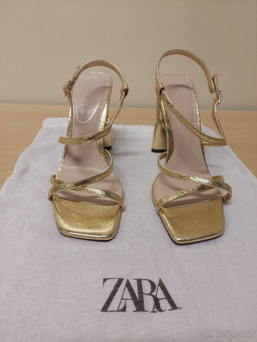 Dámské Sandály ZARA HIGH-HEEL METALLIC Zlaté | 351HKIVTG - 3