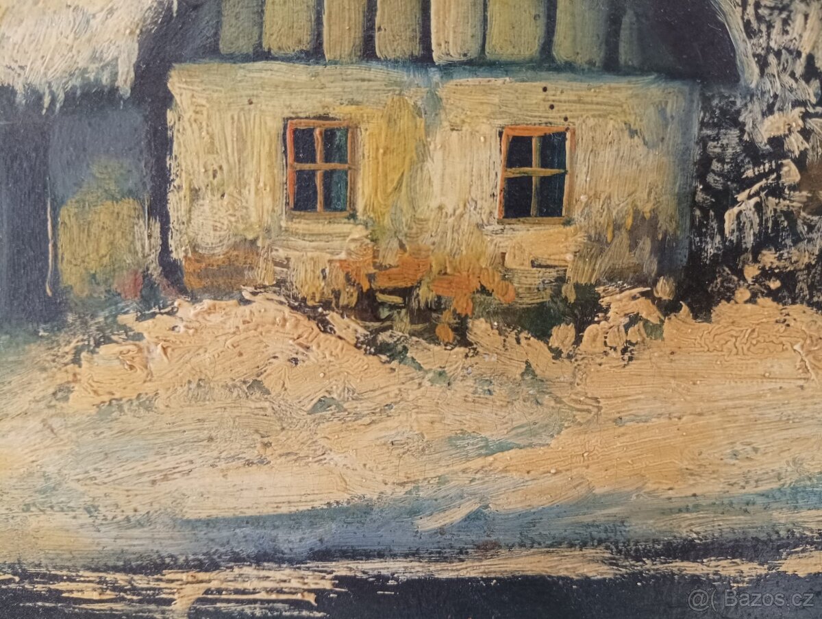 OBRAZ OLEJ NA KARTONU MALÍŘ ANASTAS PROCHÁZKA - 3