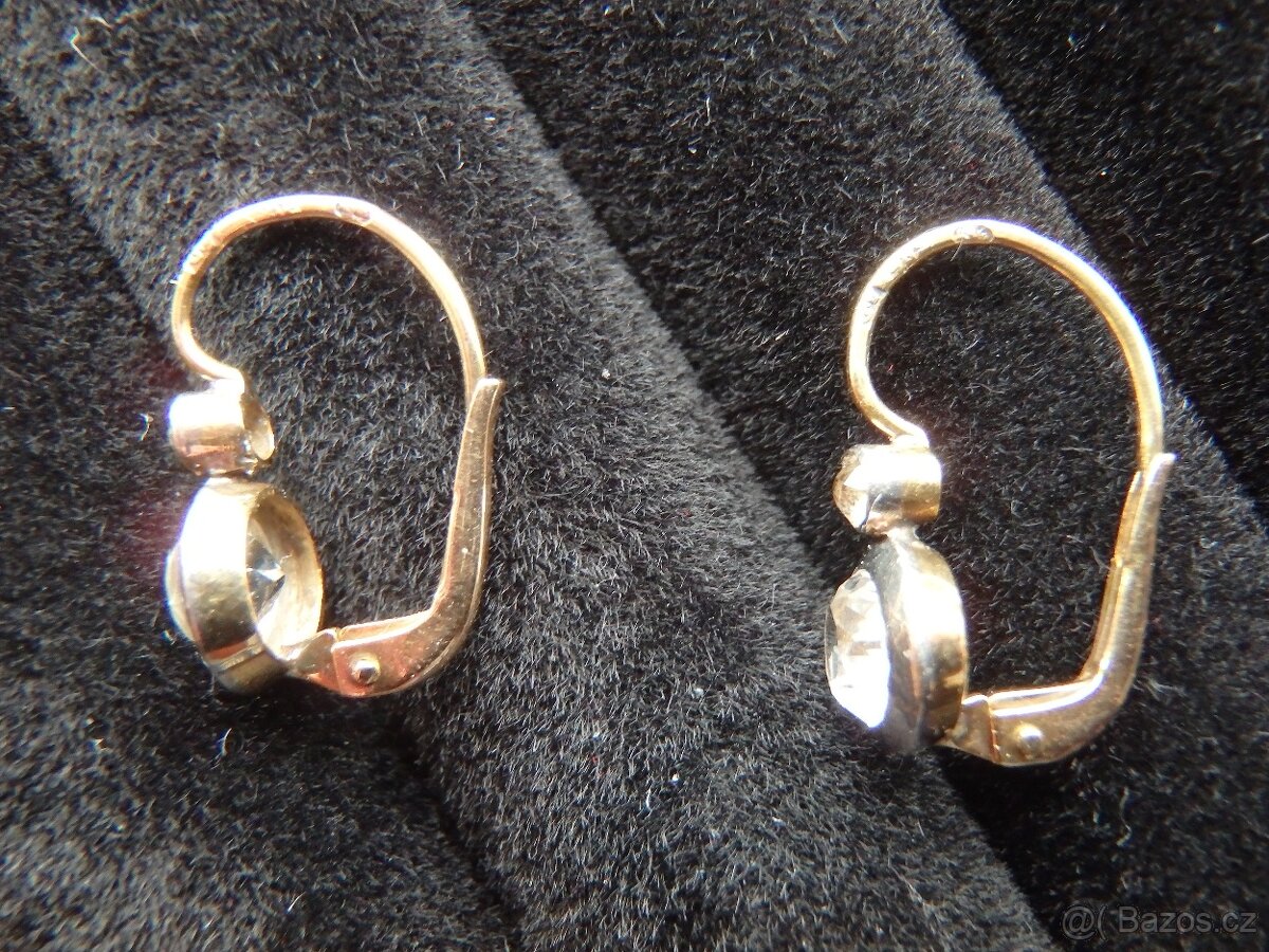 Prvorepublikové dámské 14K zlaté náušnice (Sněhuláci). - 3