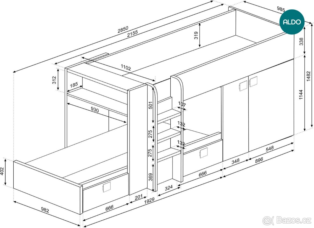 Patrová postel s úložným prostorem - 3