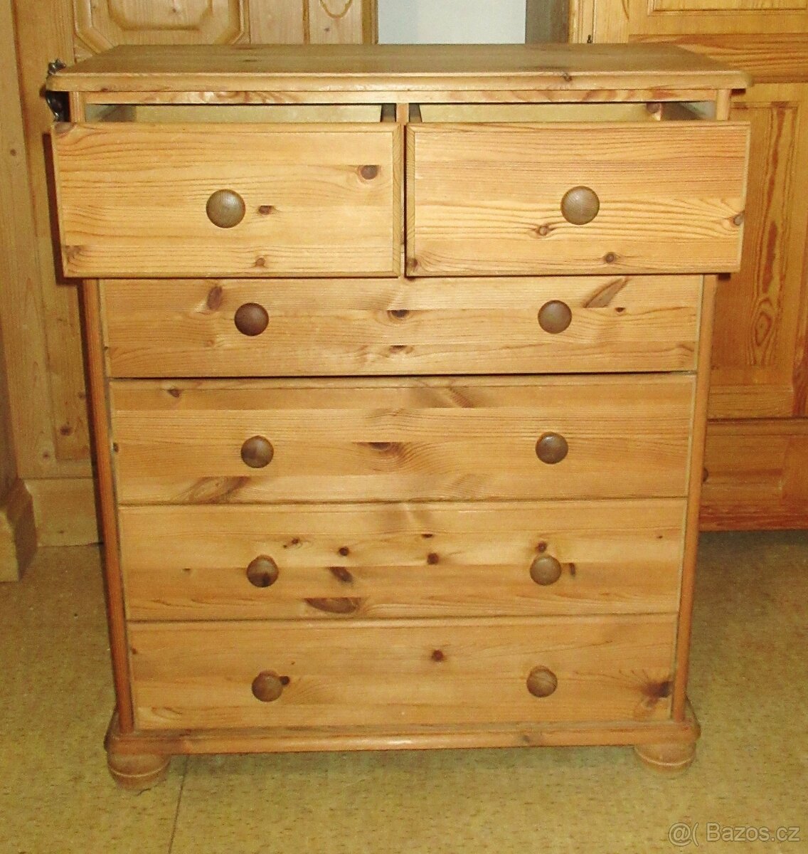 Šuplíková komoda z borovice - celomasiv - Výborný stav - 3