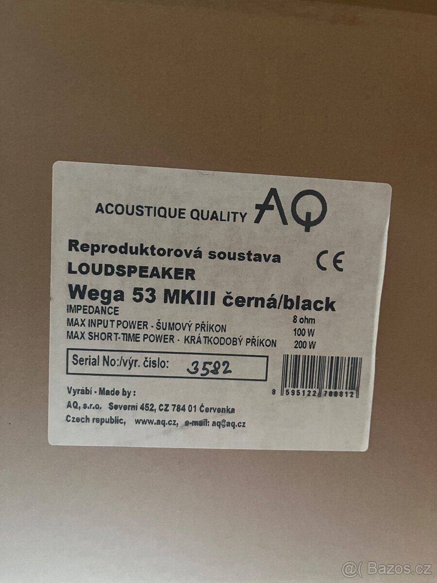AQ Wega 53 MKIII černý jasan + kabely 3 m - 3