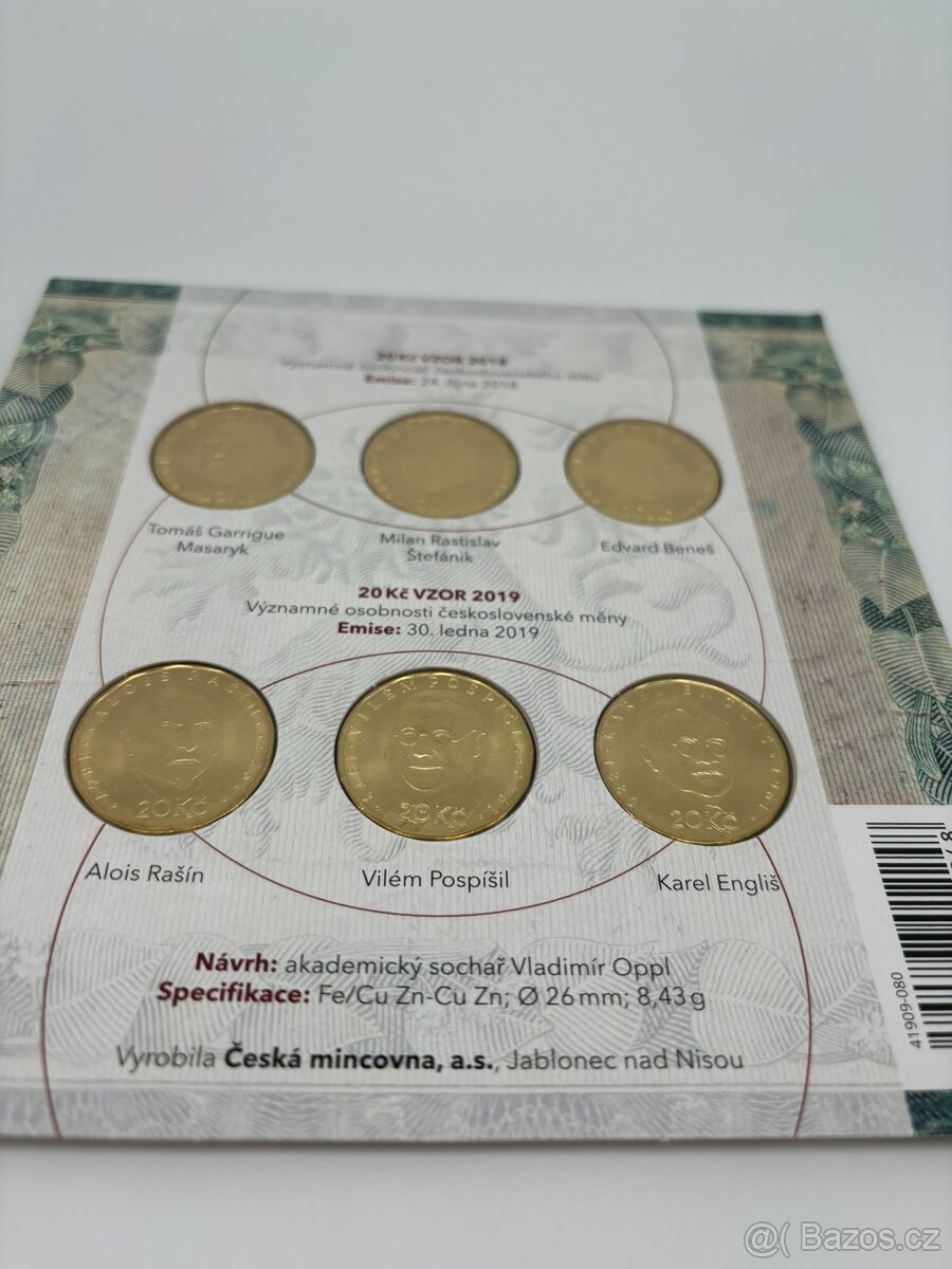 Sada 6 kusů 20 Kč oběžných mincí 2018 a 2019 - 3
