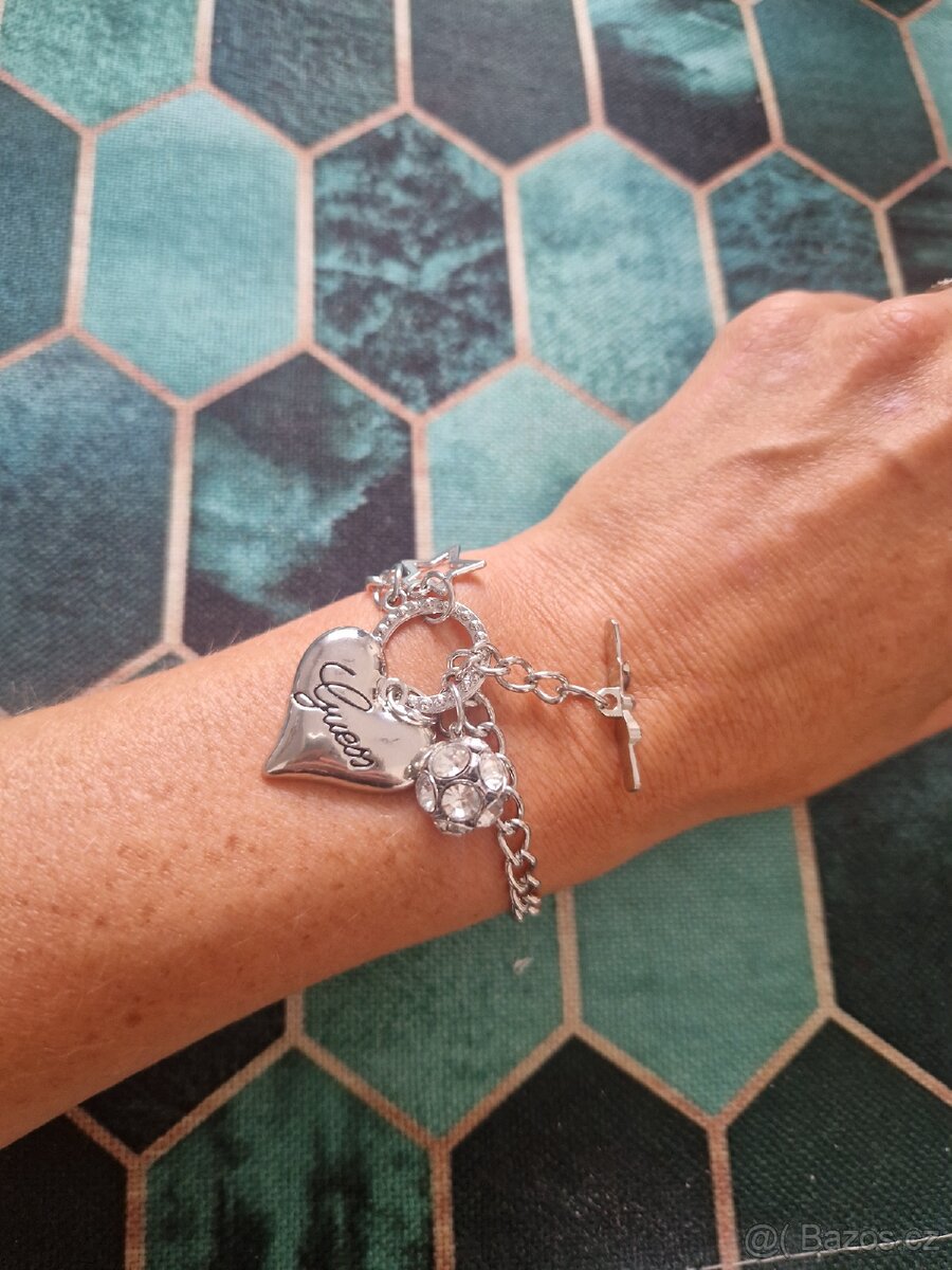 Nový dámský značkový náramek Guess bižu srdce srdíčko 21 cm - 3