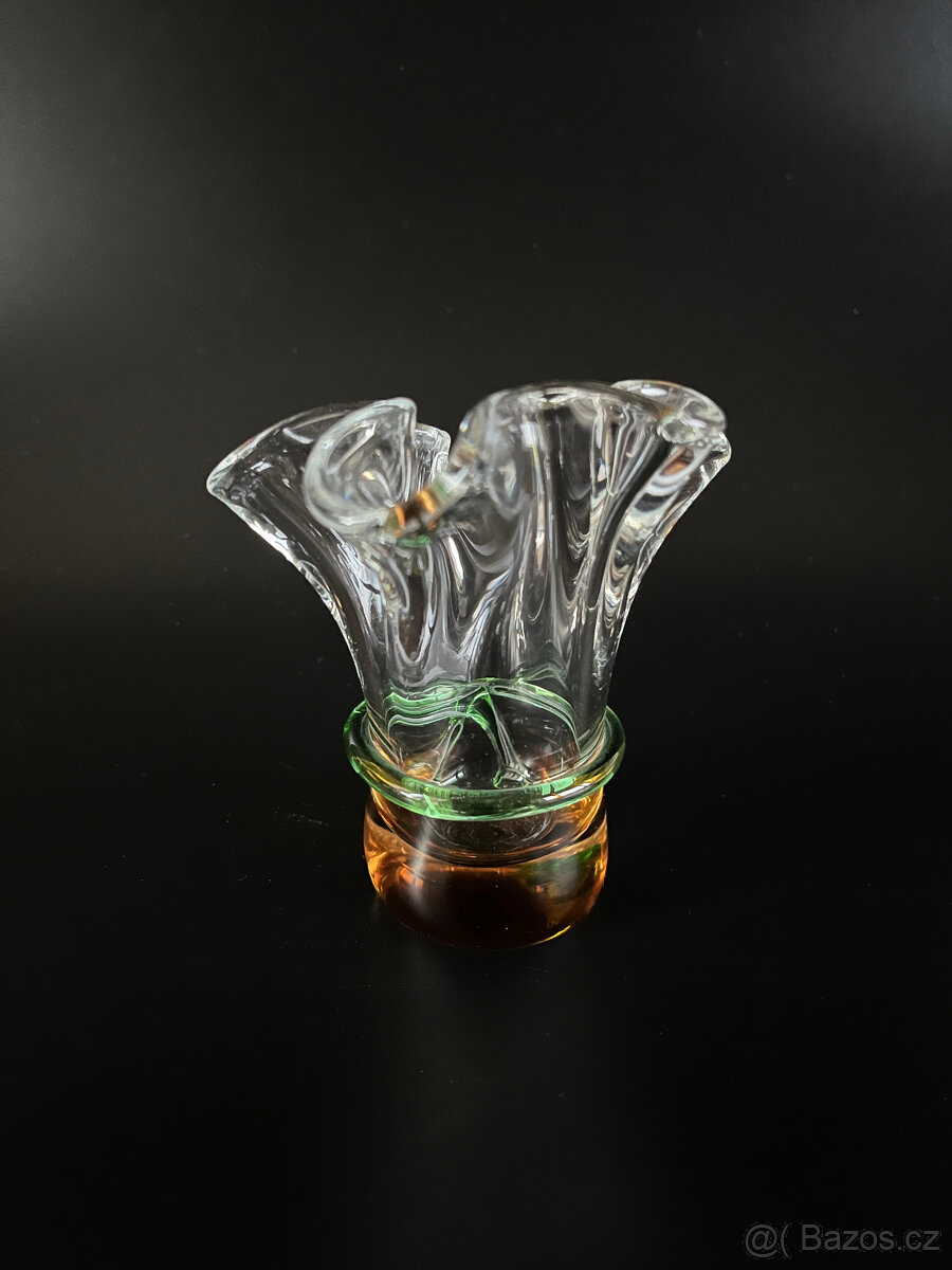 Váza 9 cm, hutní sklo René Roubíček Škrdlovice - 3
