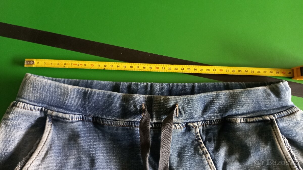 Kalhoty z teplákové rifloviny vel. L - 3