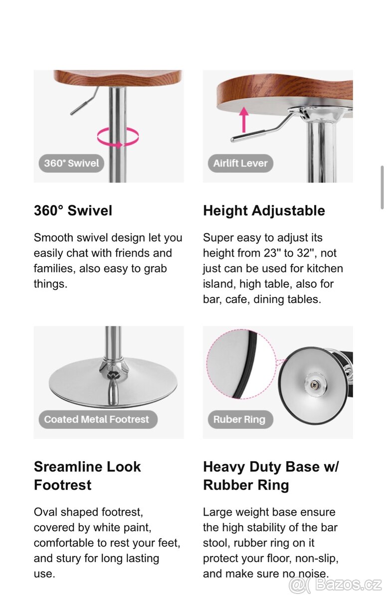 2ks dřevěné barové židle - 3