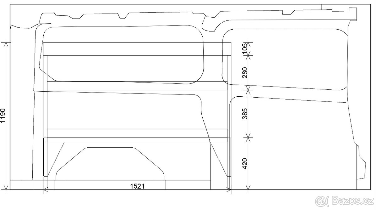 Servisní vestavba - do FORD CUSTOM regály do dodávky - 3