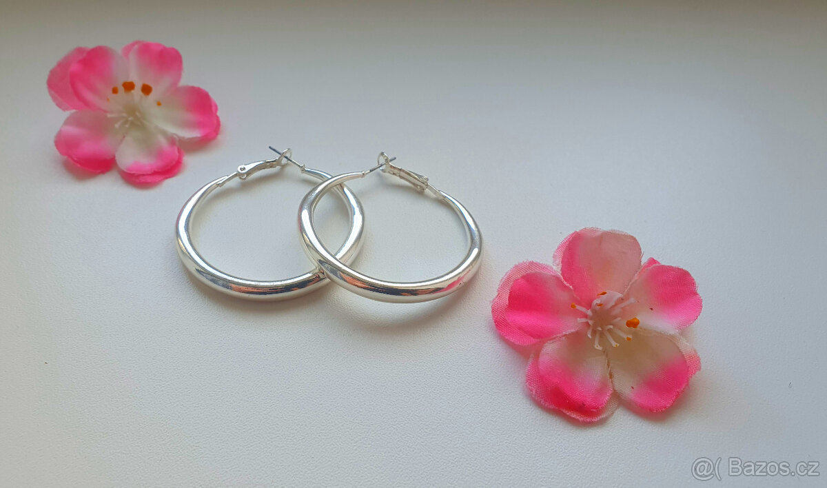 Náušnice stříbrné barvy , - 3