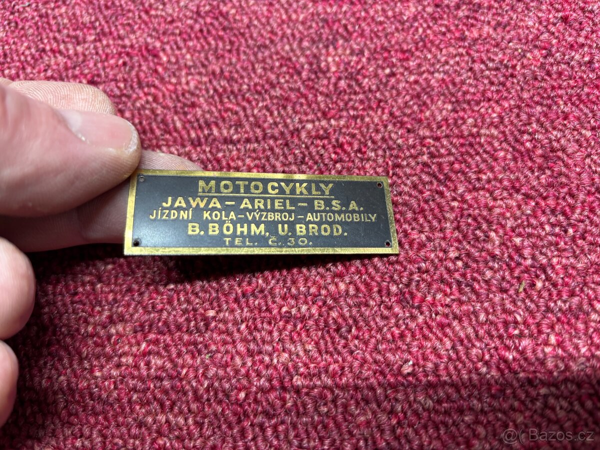 Originál. Reklamní štítek z motocyklu Jawa ariel bsa - 3