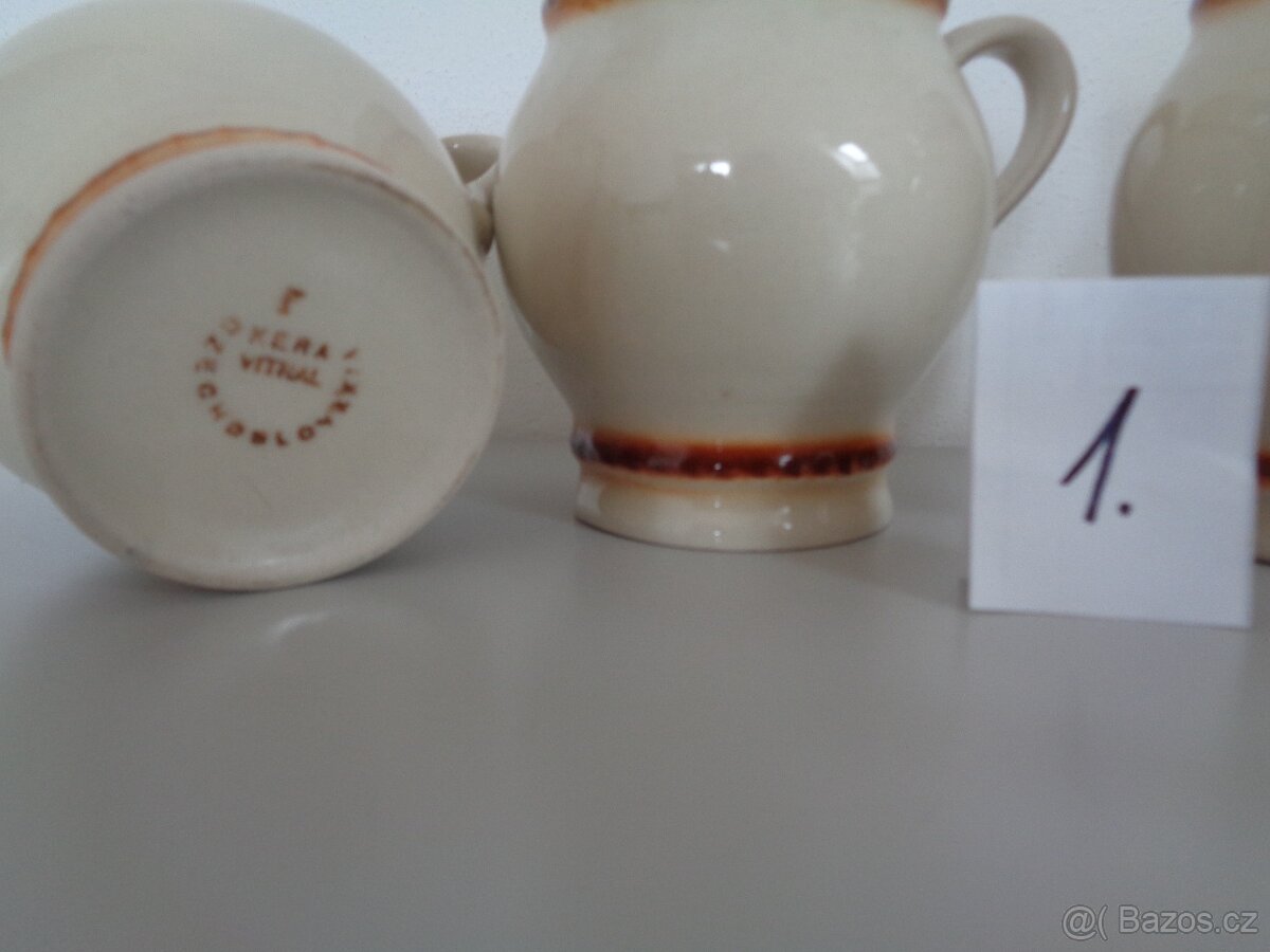 Keramické hrníčky, váza, svícen a miska (nepoužívané) - 3