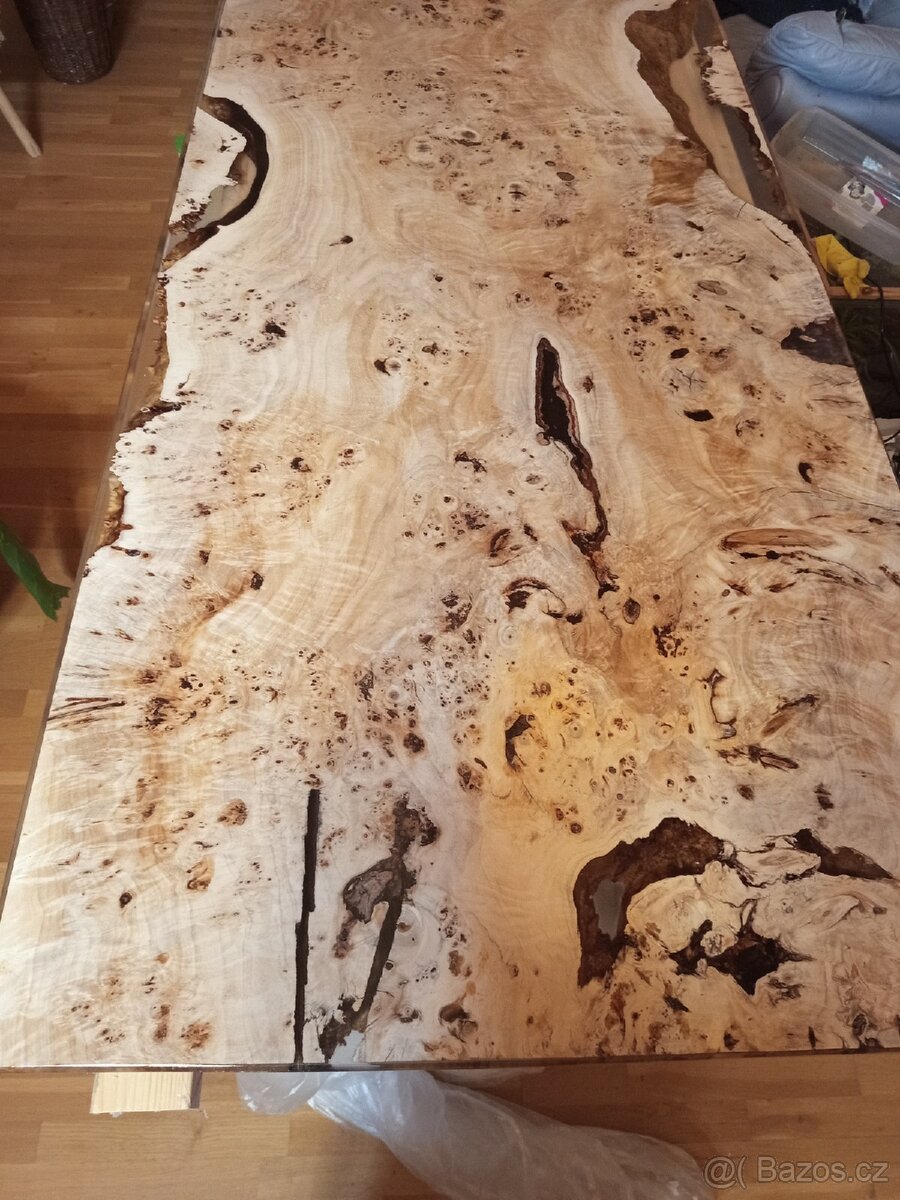 Industriální stůl, očkový topol, litina, epoxid - 3